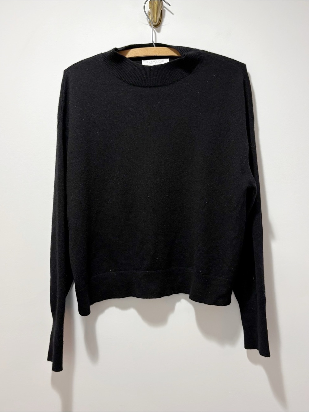 Everlane 100% Cashmere Black Mock Neck Sweater Size Medium Classic Minimalist